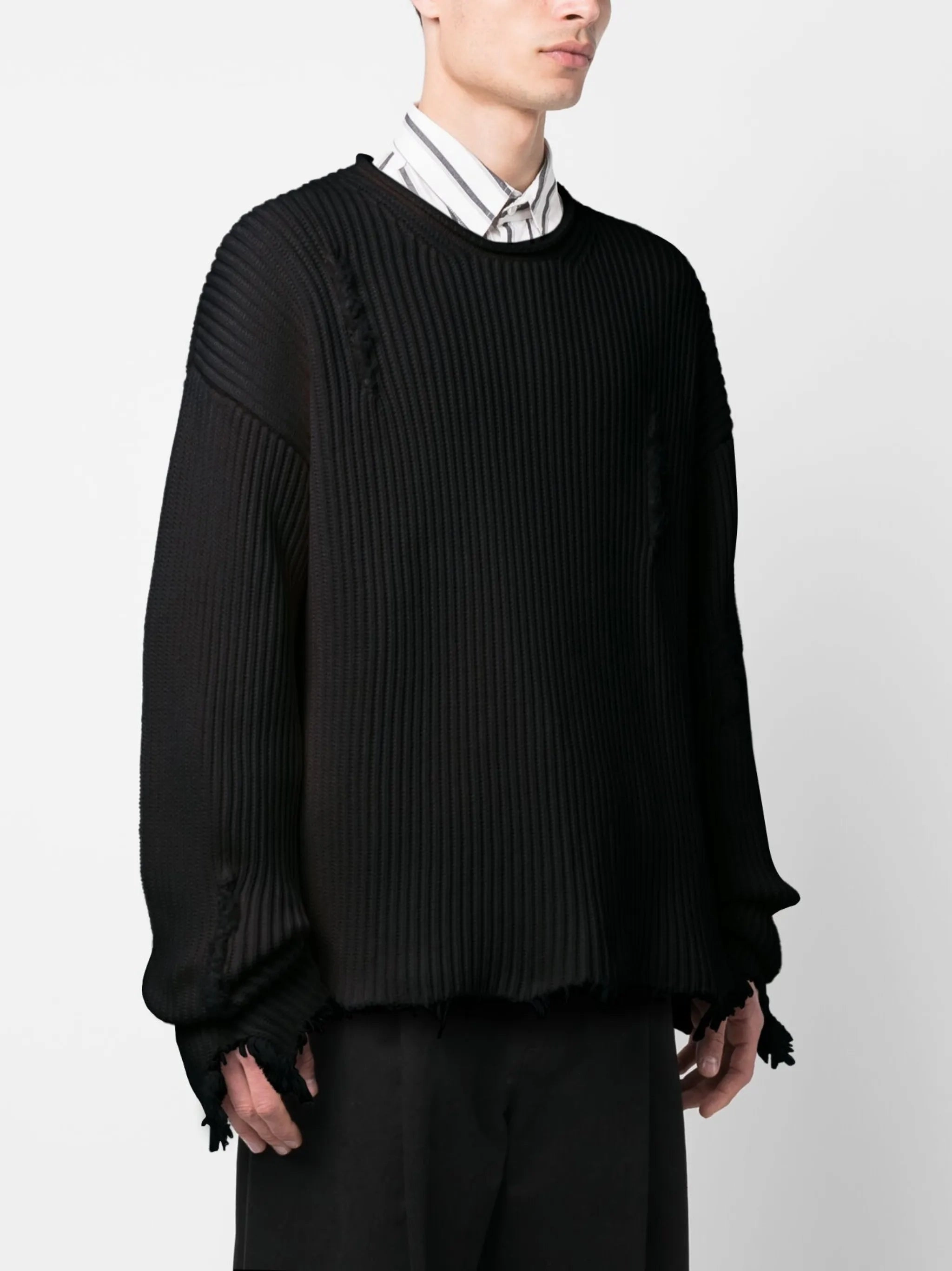 distressed ribbed jumper Knitwear Made In Britain