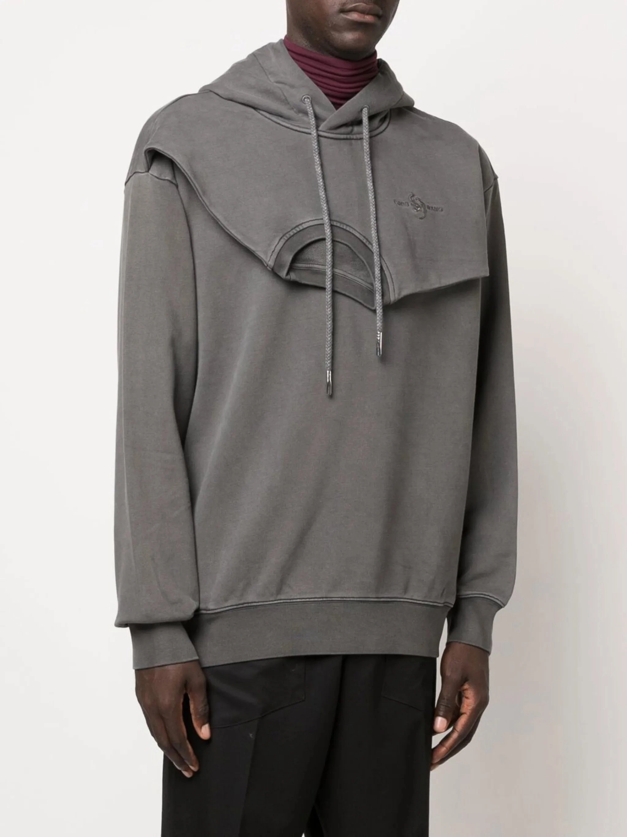 Foxxy Chique Knitwear double-collar layered hoodie