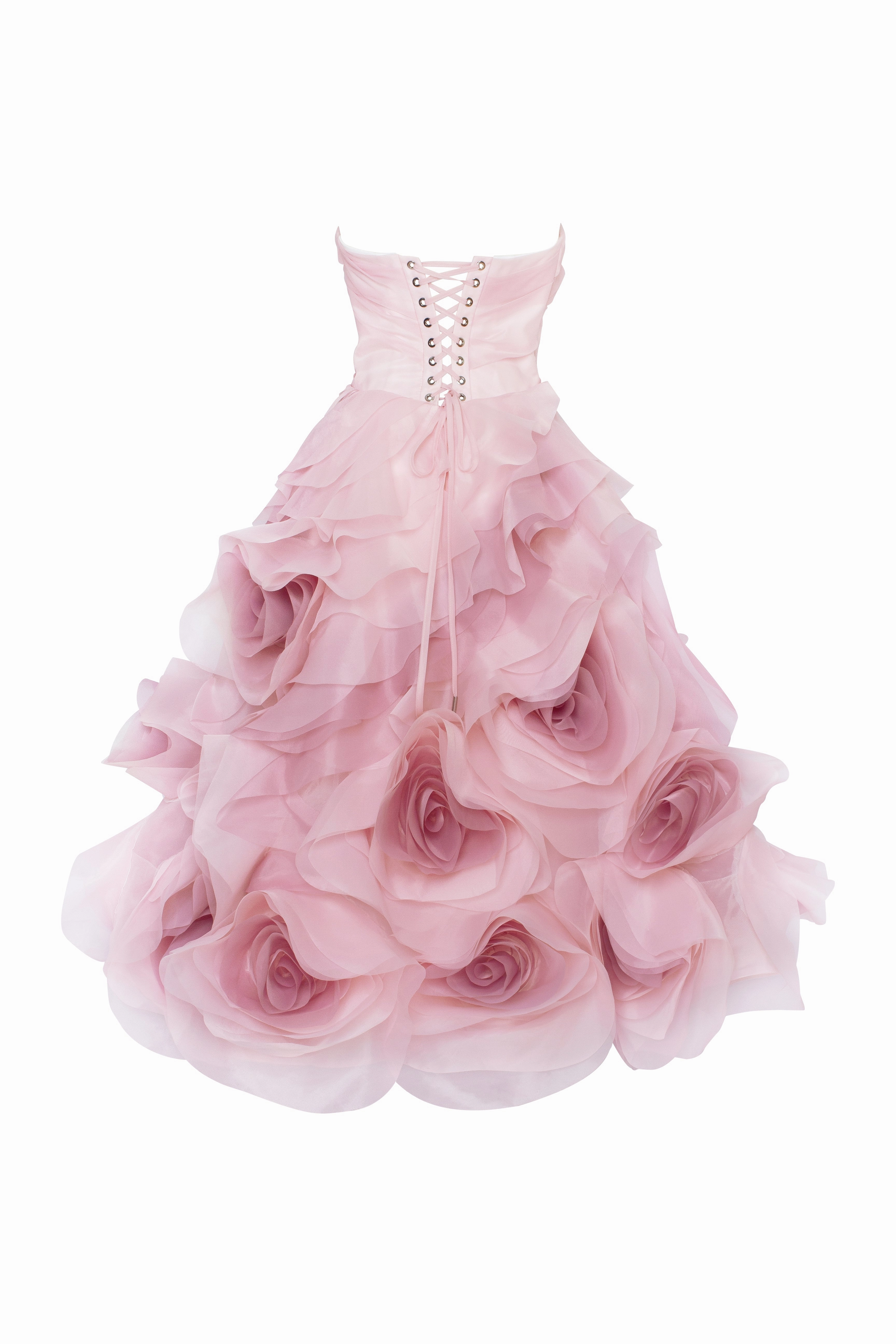 Pop Art Dress To Impress Dramatic flowered organza midi dress in misty rose, Glow-Up