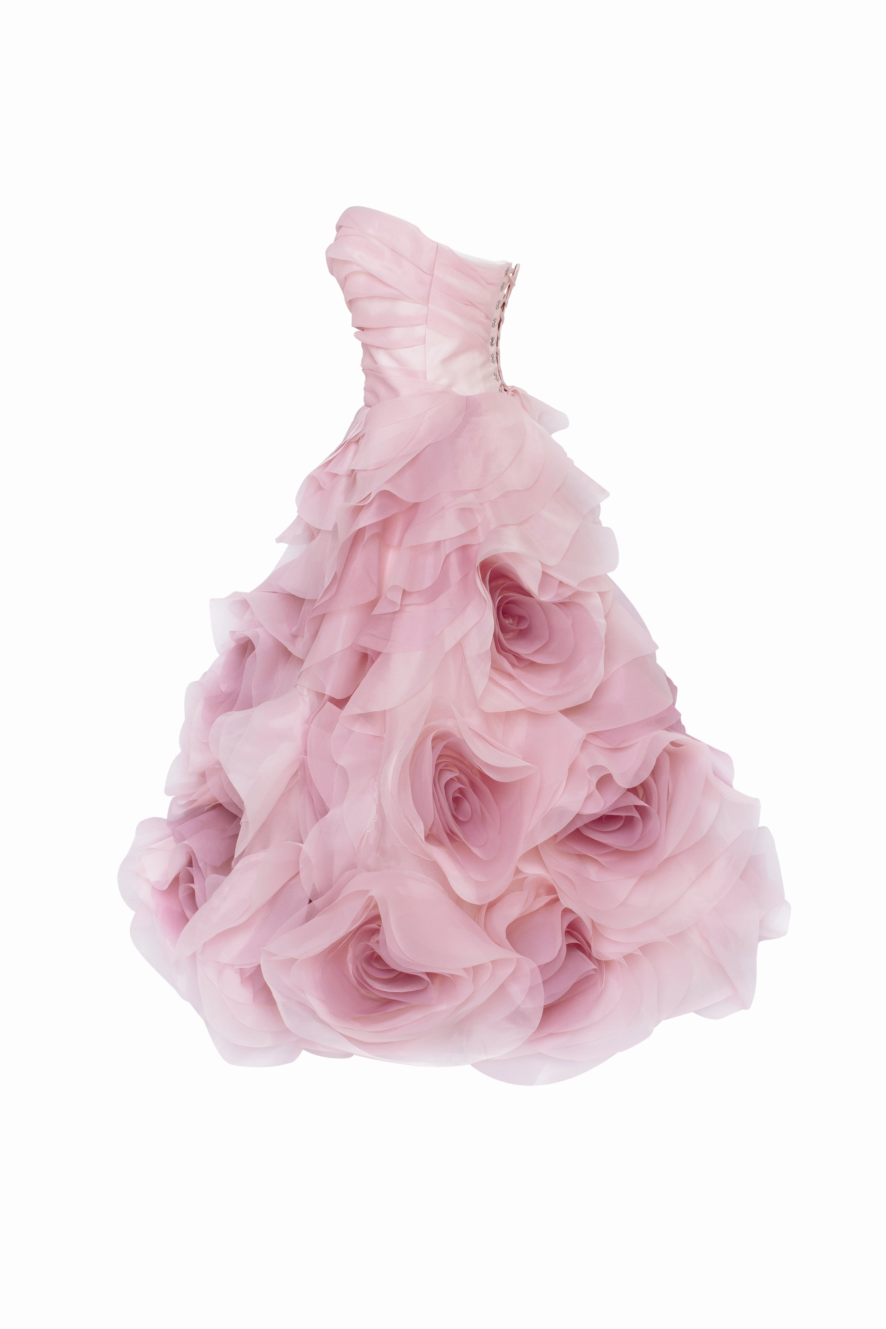 Dress City Hall Wedding Dramatic flowered organza midi dress in misty rose, Glow-Up