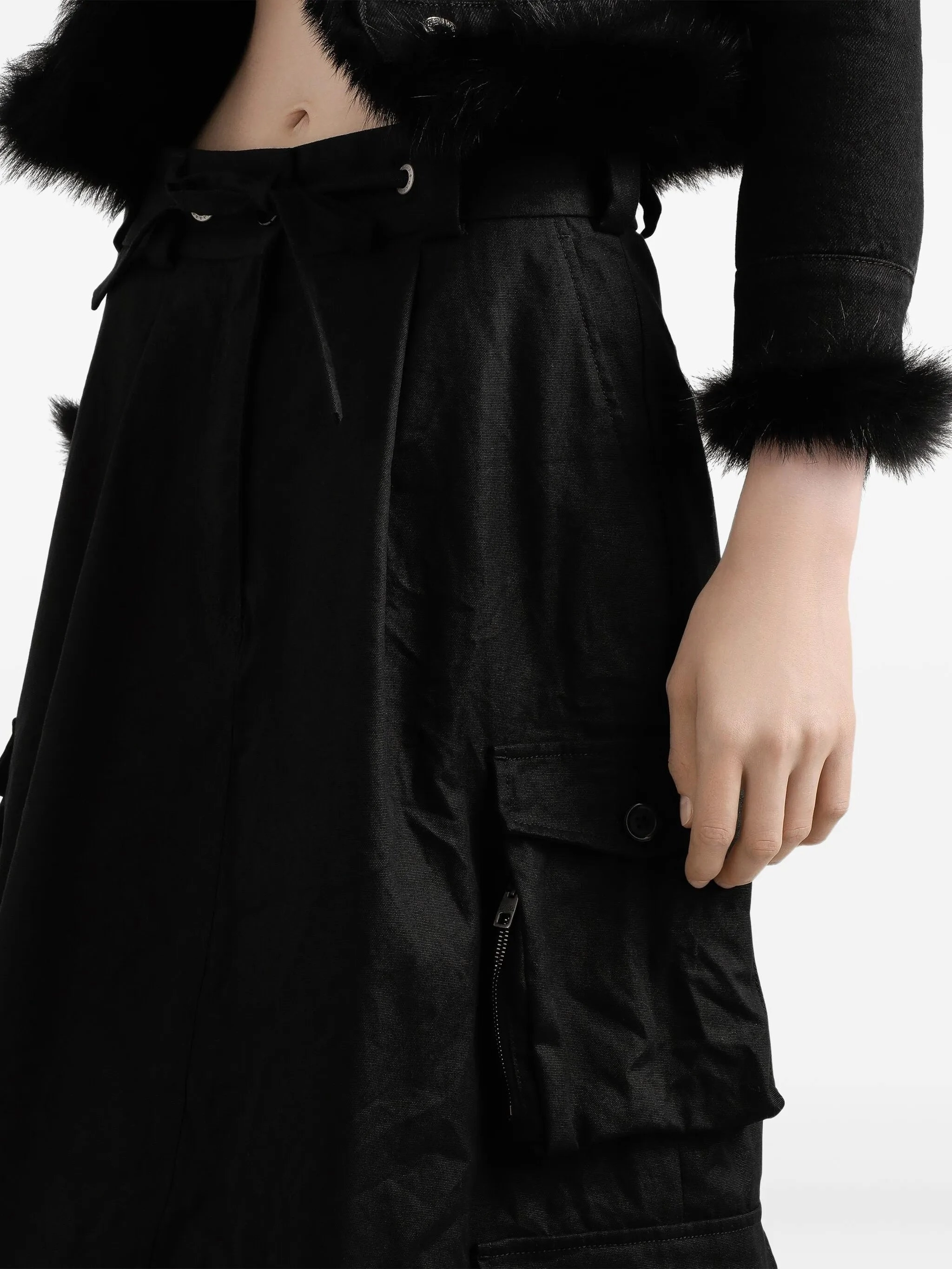 Mauve Dress drawstring cargo midi skirt