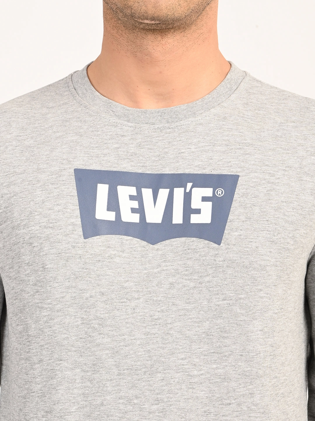 Best Trendy Sweatshirts Men's Typographic Print Light Grey Slim Fit Sweatshirt