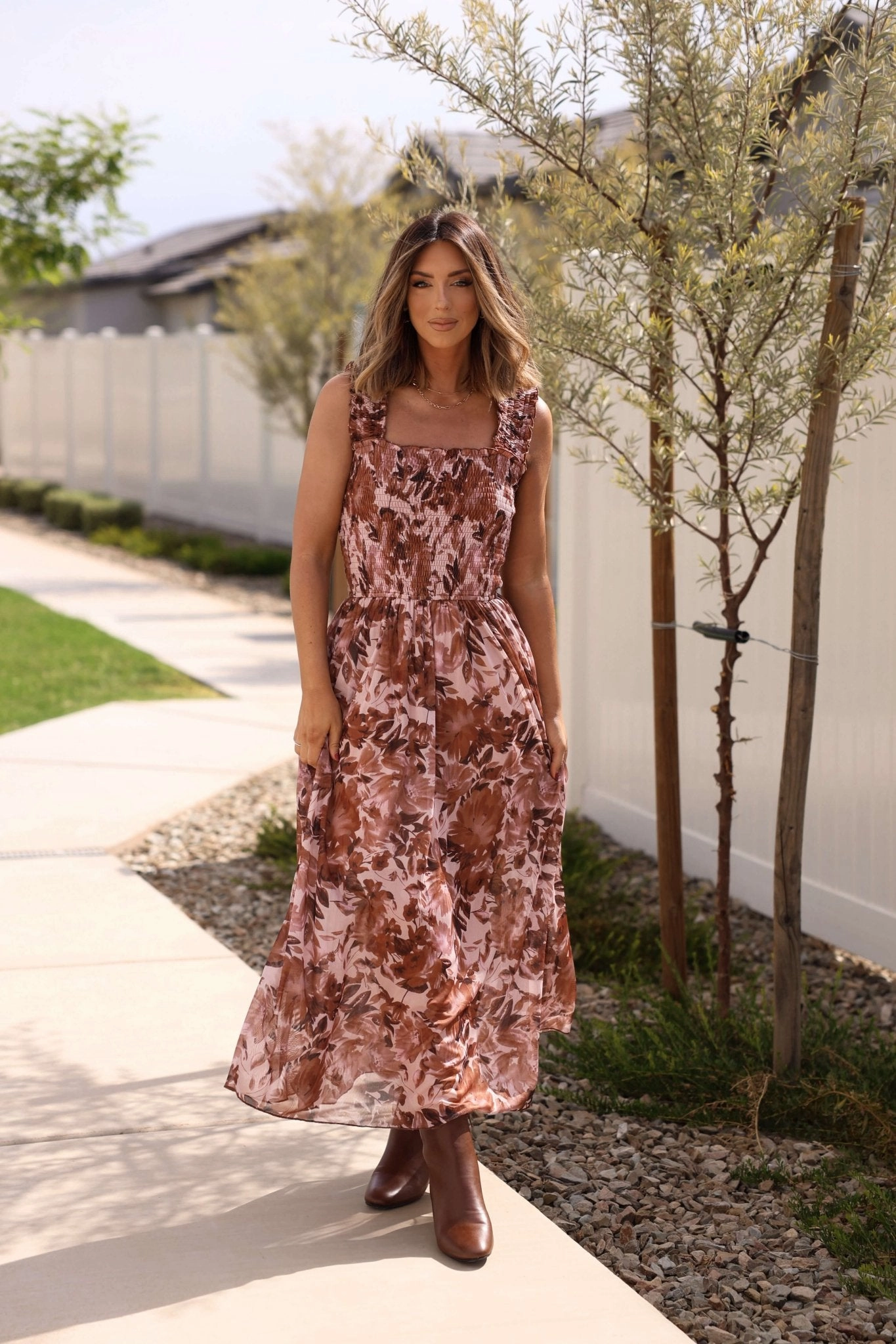 Orange Snake Print Maxi Dress Drifter Brown Floral Print Tiered Maxi Dress