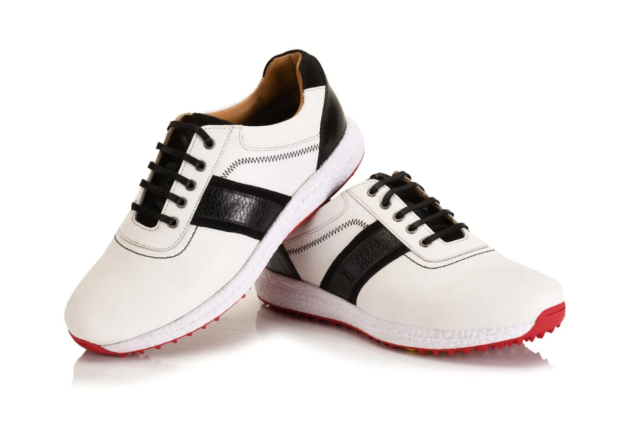 Berlin White Black-Golf Shoes Outdoor Slip On Shoes Waterproof