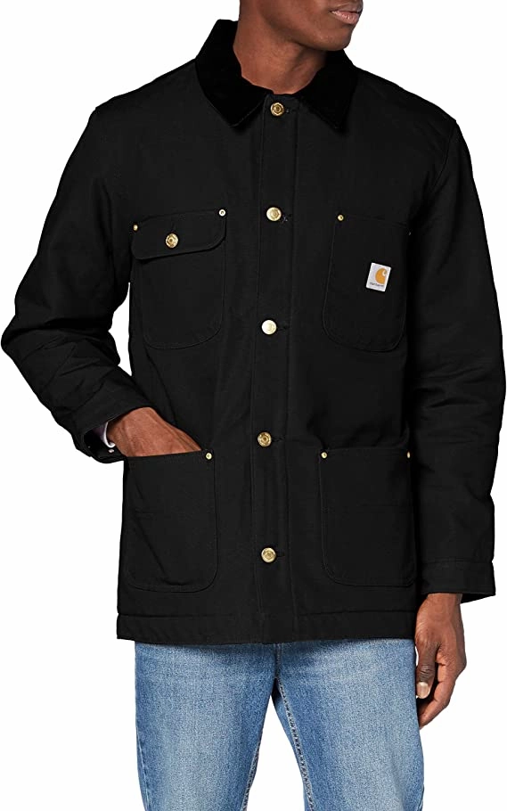 Carhartt Men's Loose Fit Firm Duck Blanket-Lined Chore Coat Real Sheepskin Coats