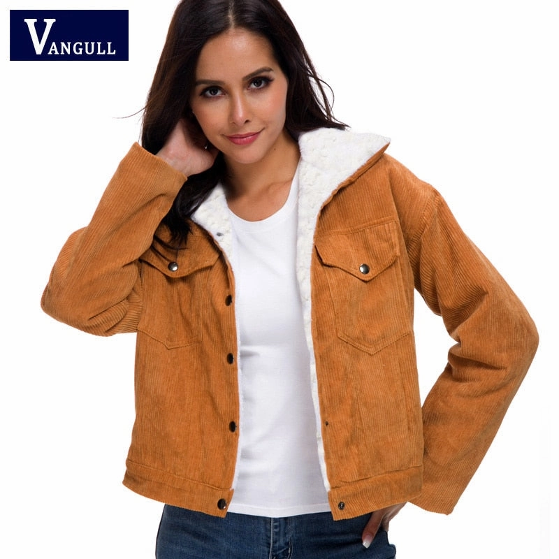 Corduroy Jackets Bomber Winter Jacket Cute Outwear