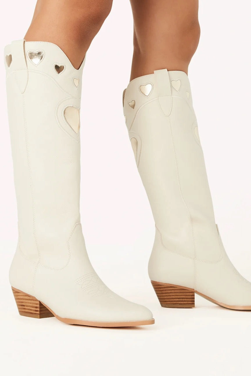 Walmart Military Boots Velma Western Boot ~ Ivory/Gold