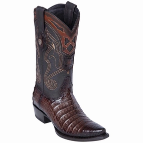 Boots Knee High Mens Caiman Boots Brown Snip Toe