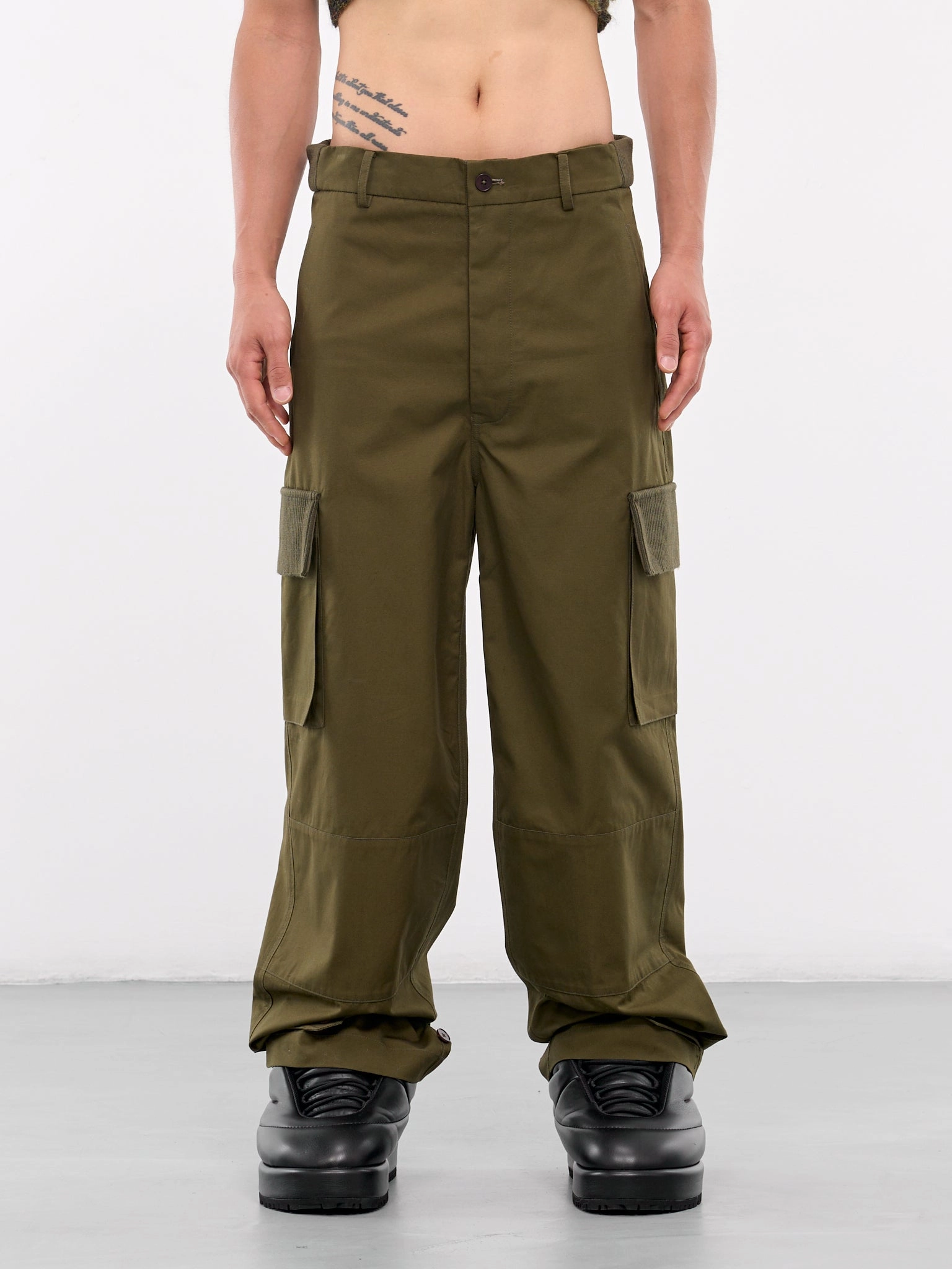 Cargo Pants High Waisted Pistol Fly Cargo Trousers (240025-KHAKI)