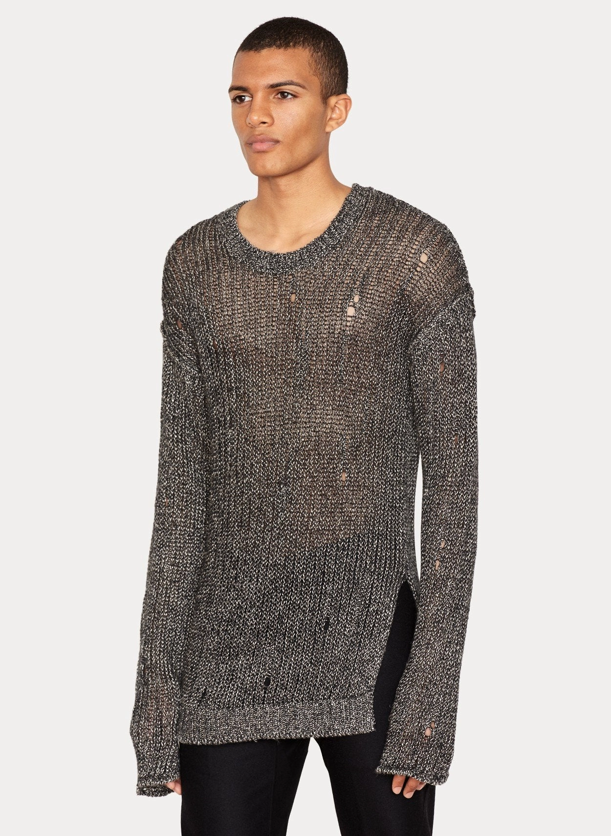 Linen Cotton Knit Sweater Sequin Knitwear