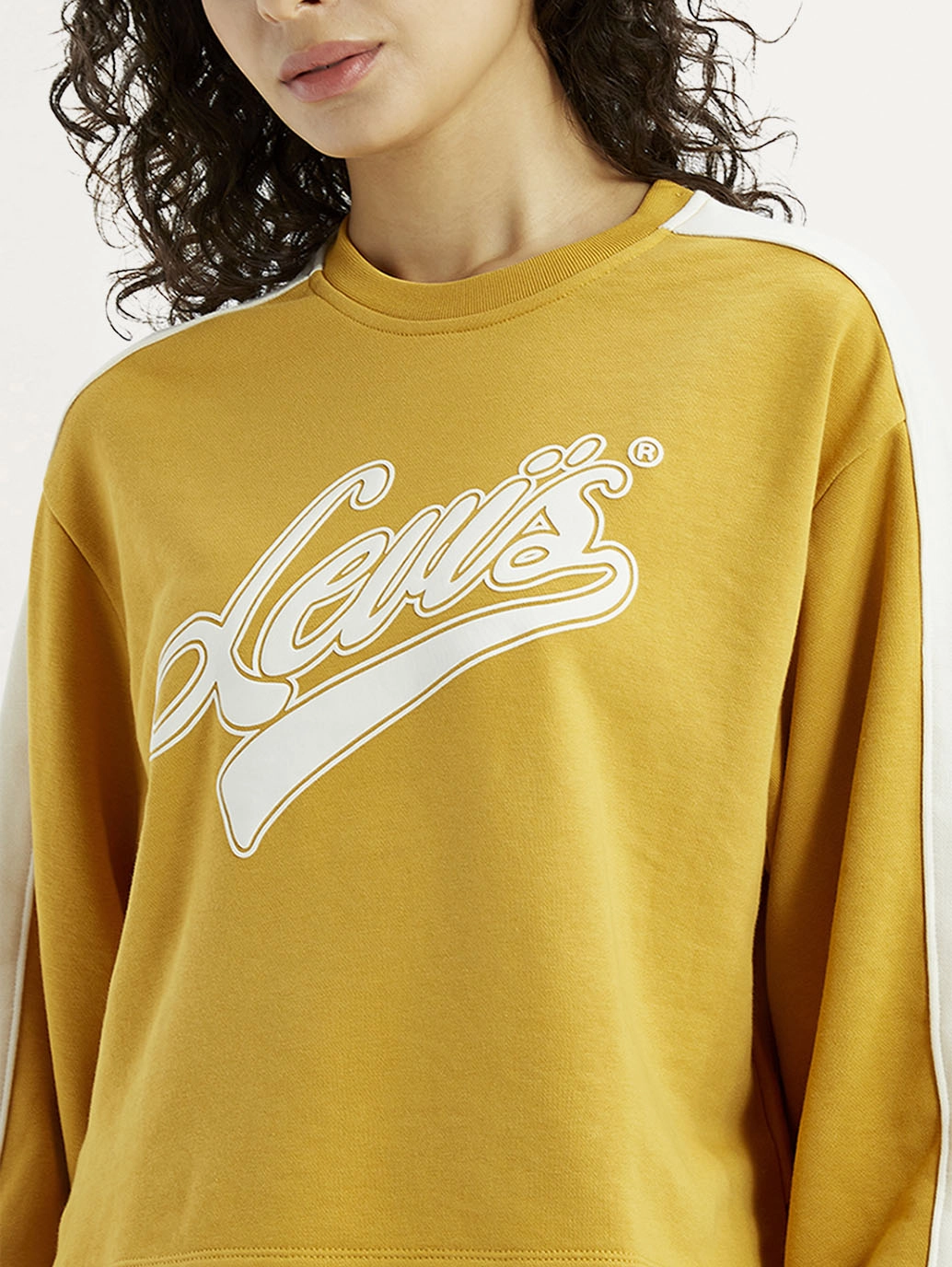 Women's Brand Logo Yellow Crew Neck Sweatshirt Tie Dye Sweatshirts Wholesale