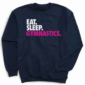 Hooded Pullover Sweatshirts Gymnastics Crewneck Sweatshirt - Eat Sleep Gymnastics
