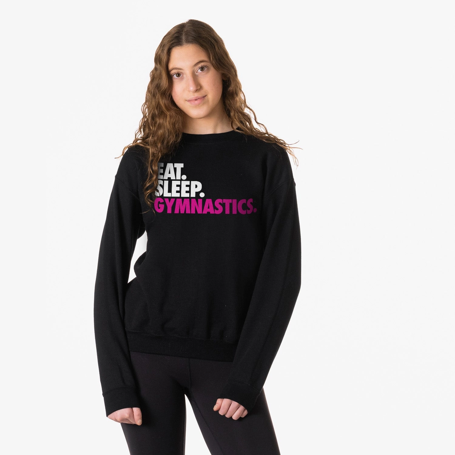 Sweatshirts With Thumb Holes Gymnastics Crewneck Sweatshirt - Eat Sleep Gymnastics