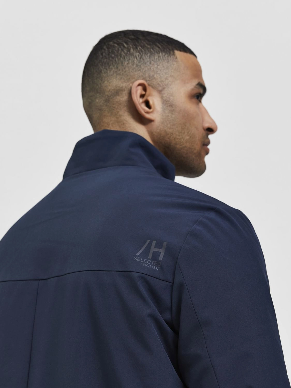 Navy Blue High Neck Coat Length Puffer Coats