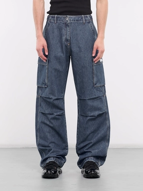 Designer Cargo Pants Wide Leg Denim Cargo Pants (COPP40252-BLUE)