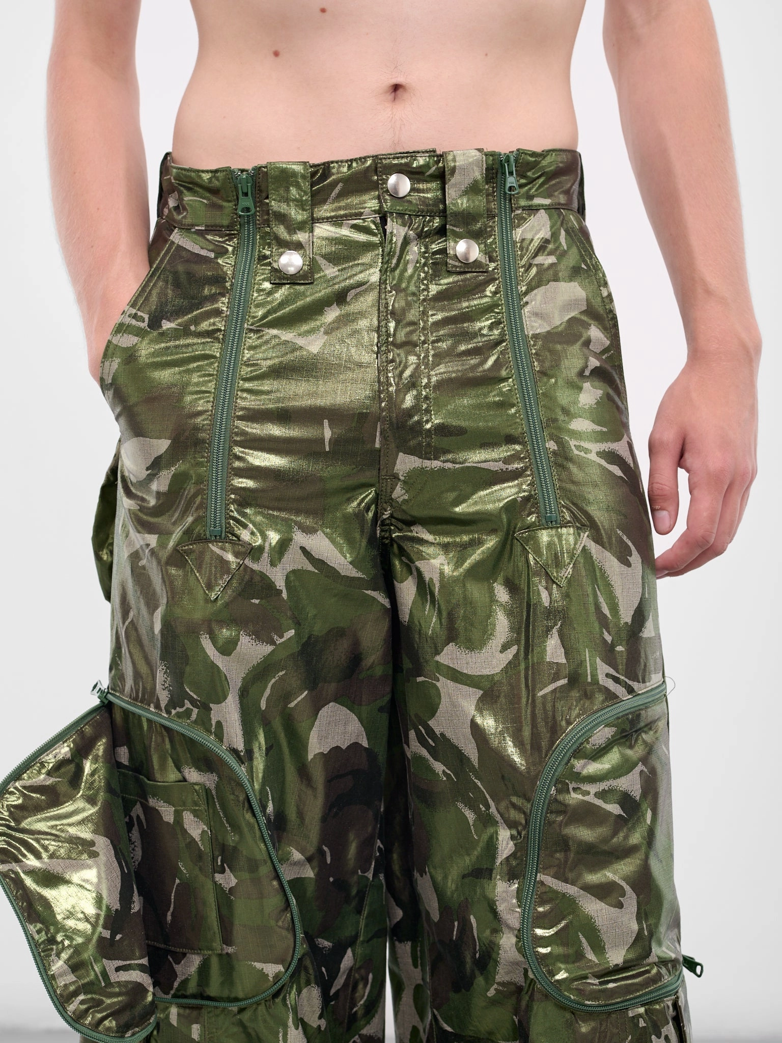 Engineered Garments Cargo Pants Green Coated Camo Cargo Pants (KL979-CAMO-GREEN)