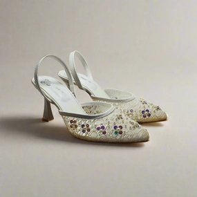 Closed Sandals White Fancy Heel Sandal For Women