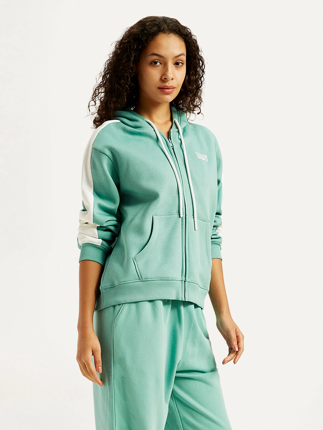 Six Flags Sweatshirts Women's Colorblock Blue Hooded Sweatshirt