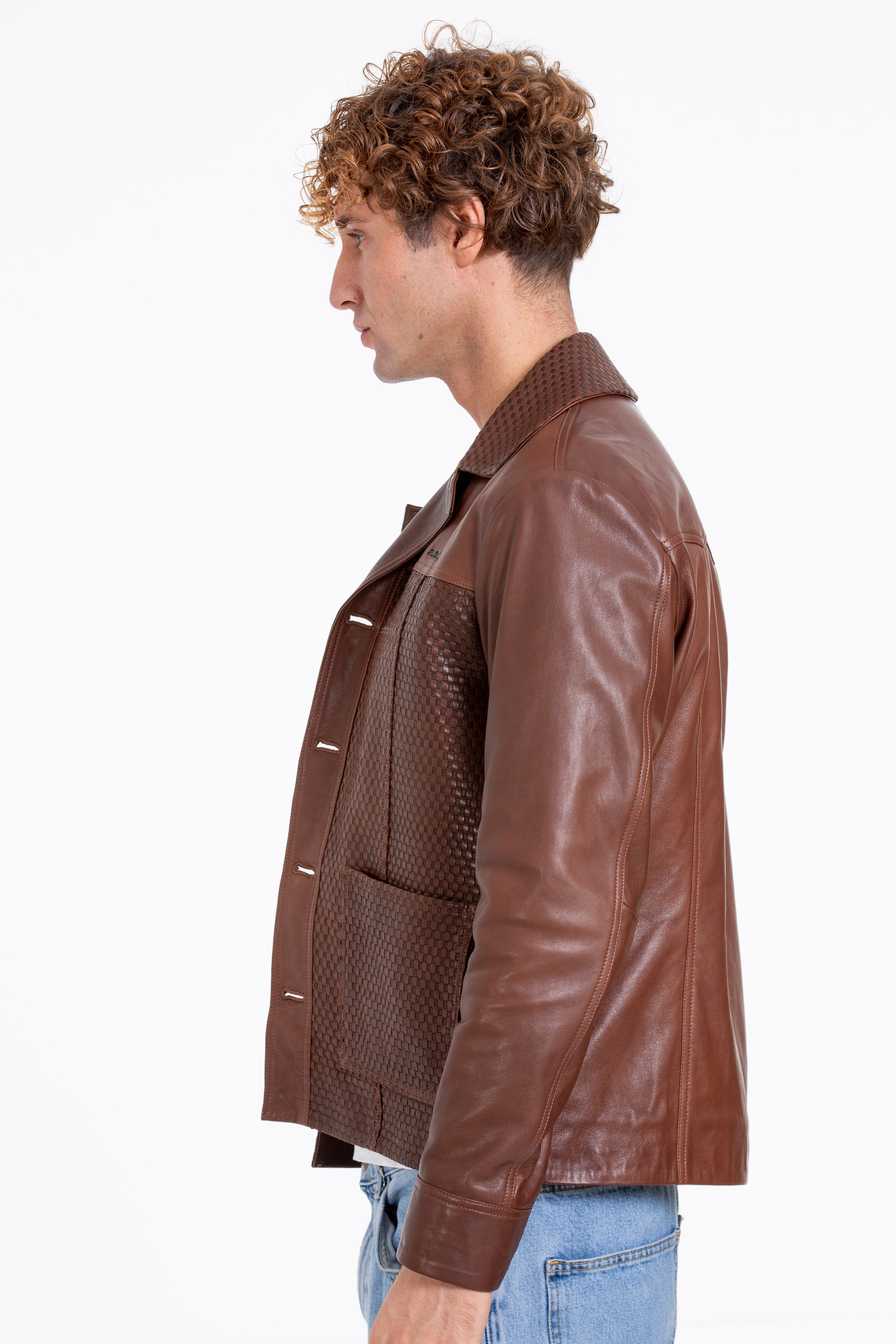 The Glasgow Tan Handwoven Leather Men Jacket Orage Jackets