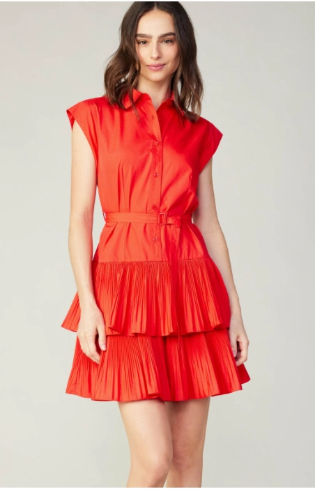 Current Air Button Down Tiered Mini Dress Lace Up Back Mini Dress