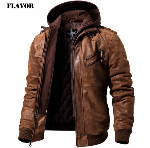 Removable Hood Winter Coat Men Warm Genuine Leather Jackets Great Spring Jackets