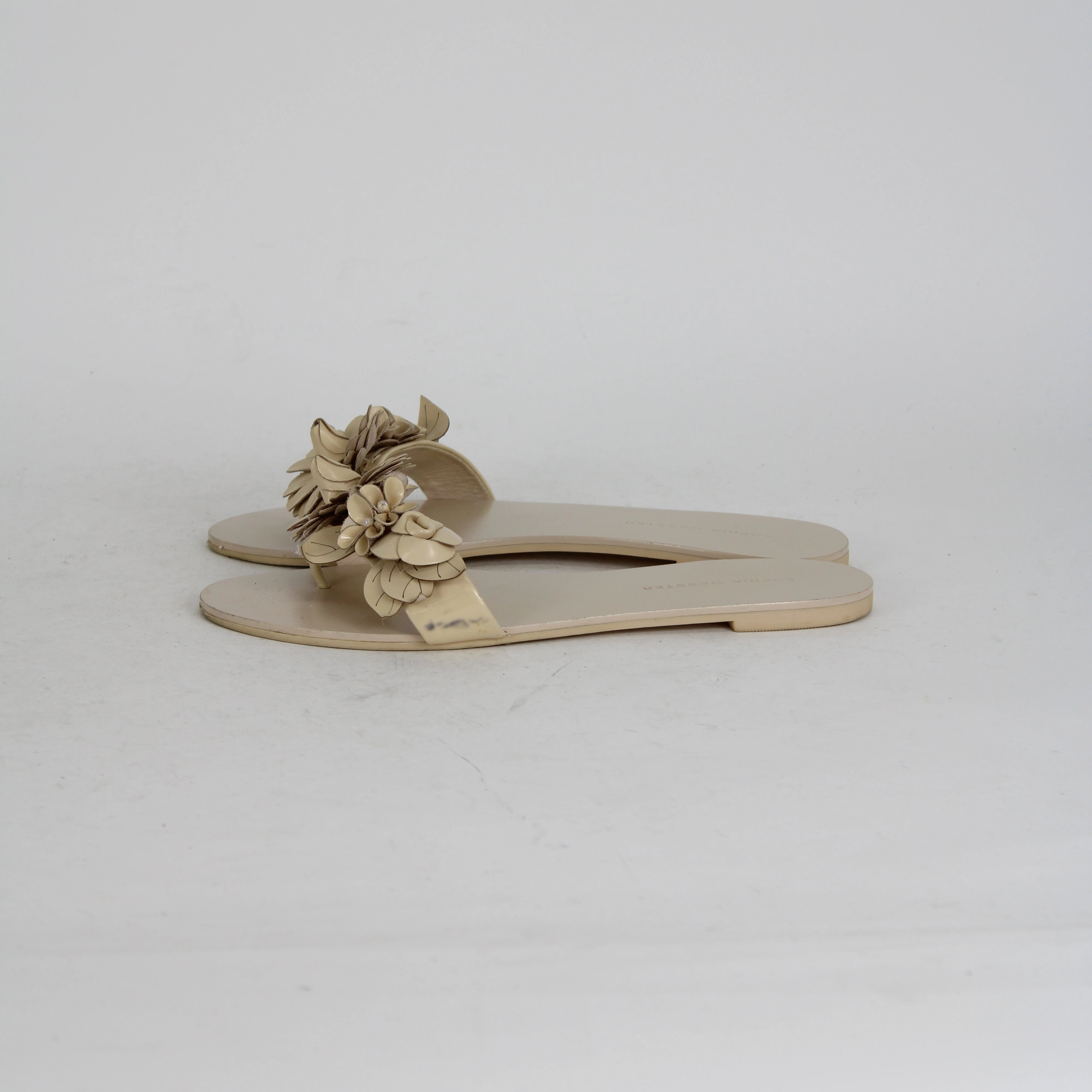 Sophia Webster Beige Floral Thong Sandals Harris Flip Flop