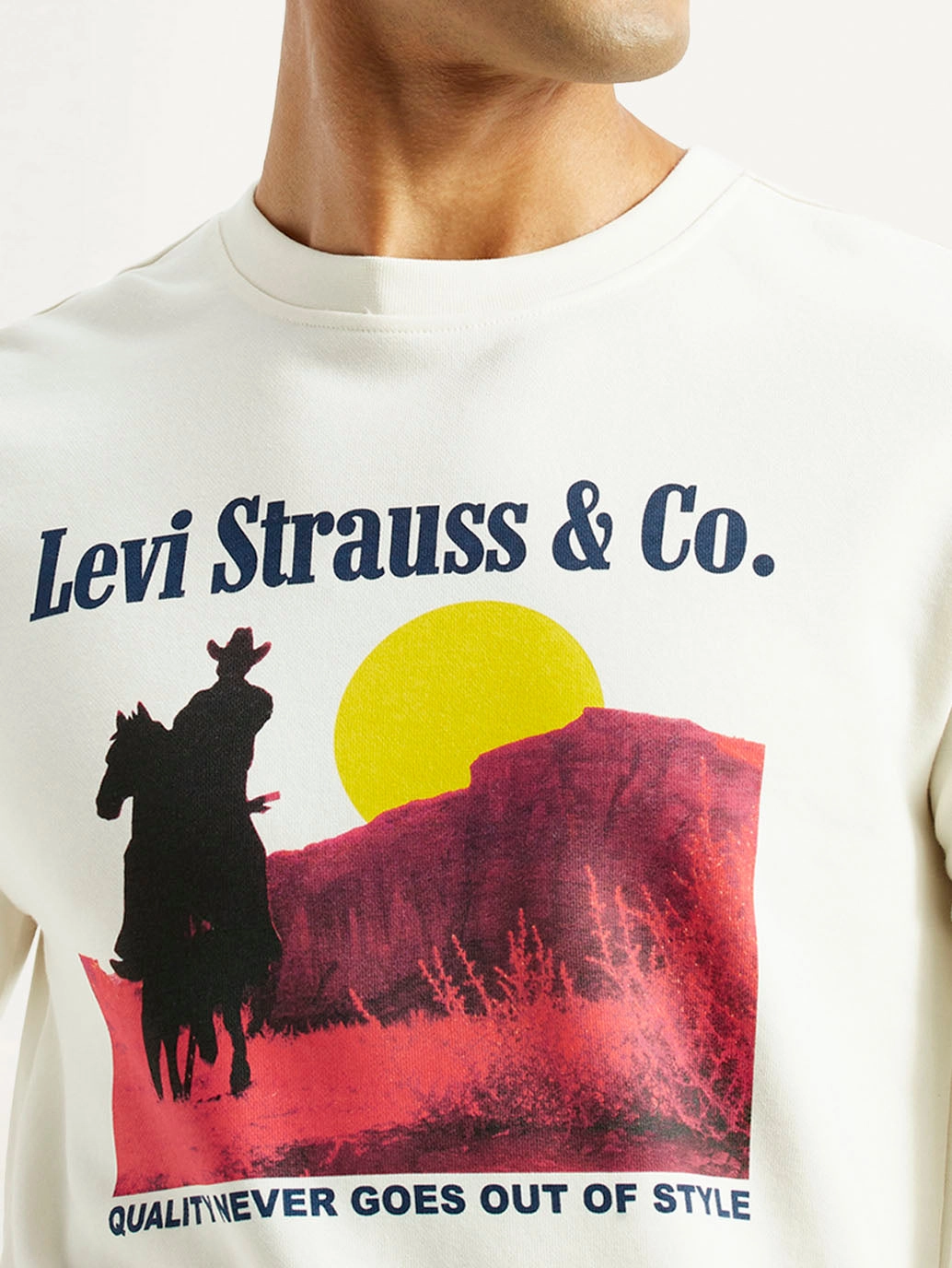 Men's Graphic Print Off White Slim Fit Sweatshirt Paris Sweatshirts