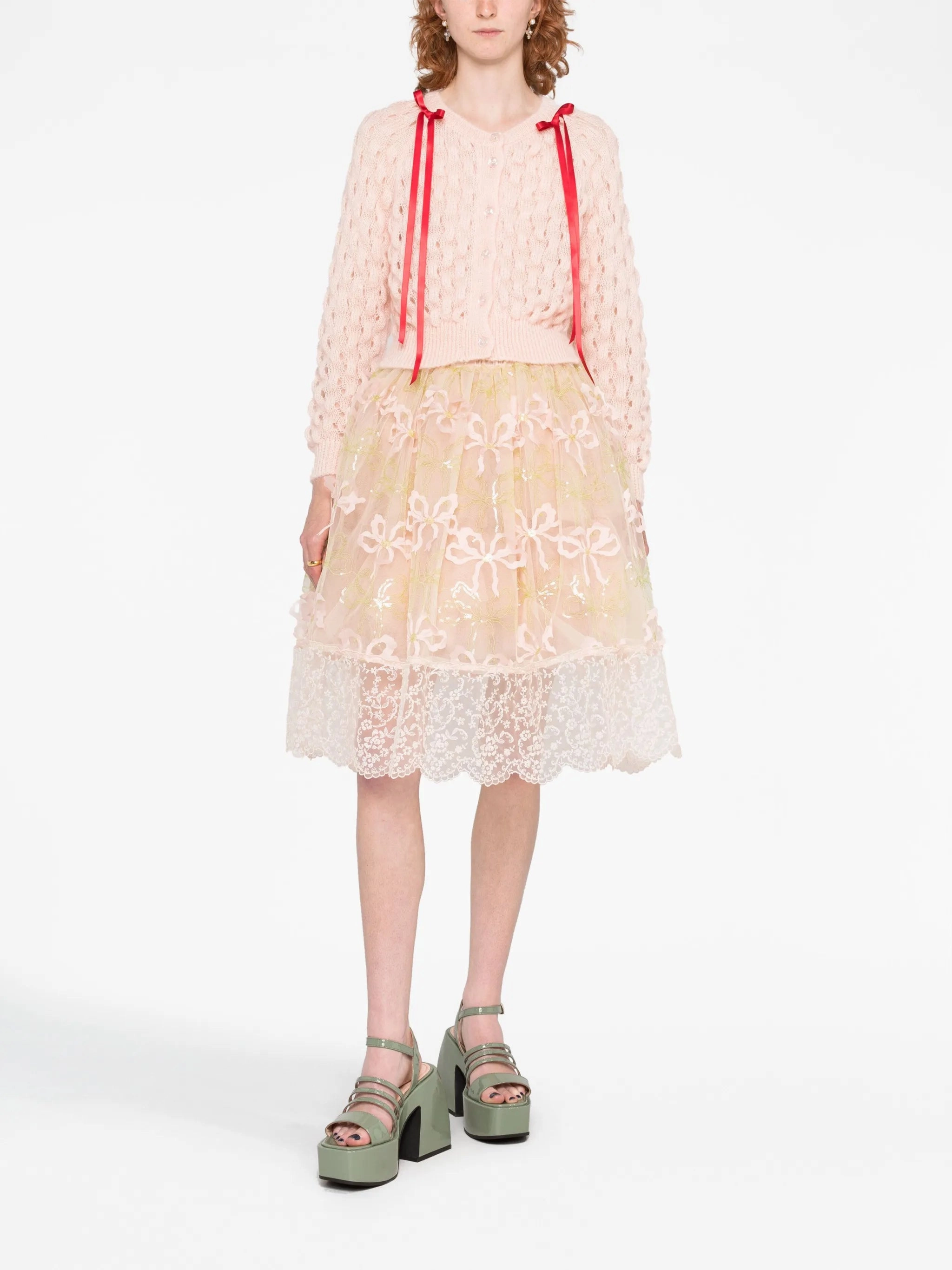 Overlay Dress bow-embellished tulle skirt