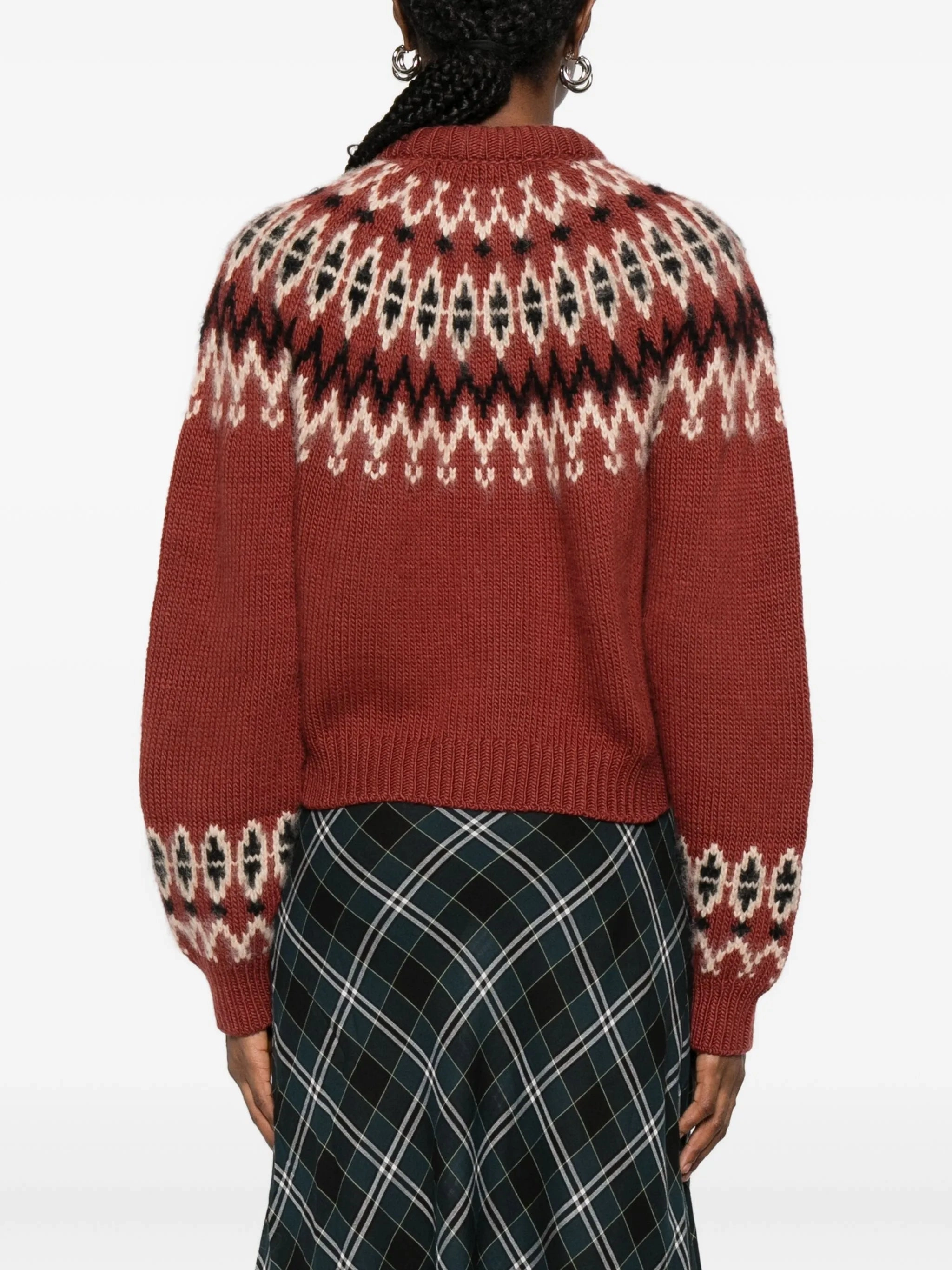 History Of Knitwear Clarke patterned-intarsia cardigan