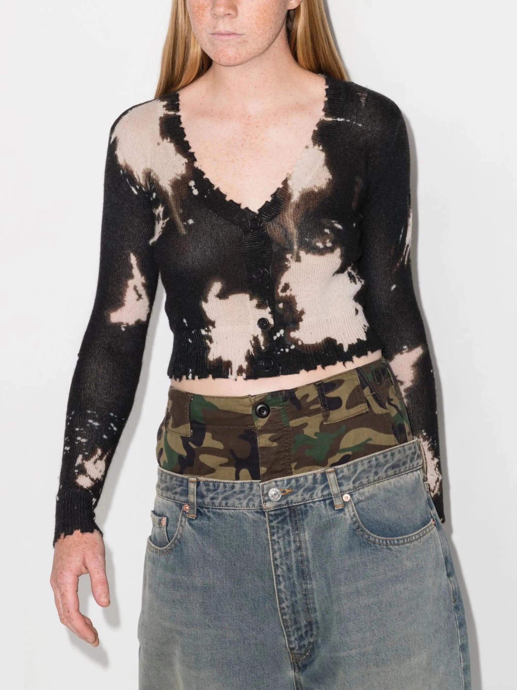 Raffi Knitwear distressed bleached cardigan