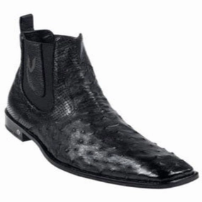 Bootie Boots Negro Completo Pluma Avestruz Bota Tobillo Vestir Estilo por Hombre - botas vaqueras para hombre SKU*KA5421