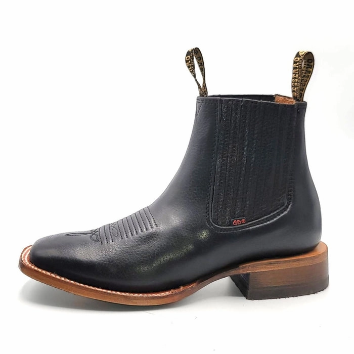 El Besserro Men's Ankle Boots Square Toe Black Heeled Boots Knee High