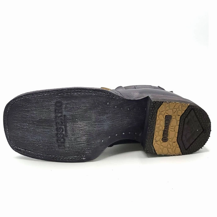 El Besserro Men's Lizard Print Square Toe Ankle Boots Black Bell Boots