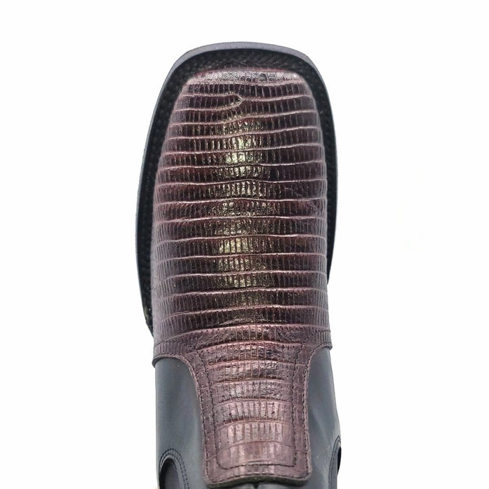 Good Welding Boots El Besserro Men's Lizard Print Square Toe Ankle Boots Burgundy