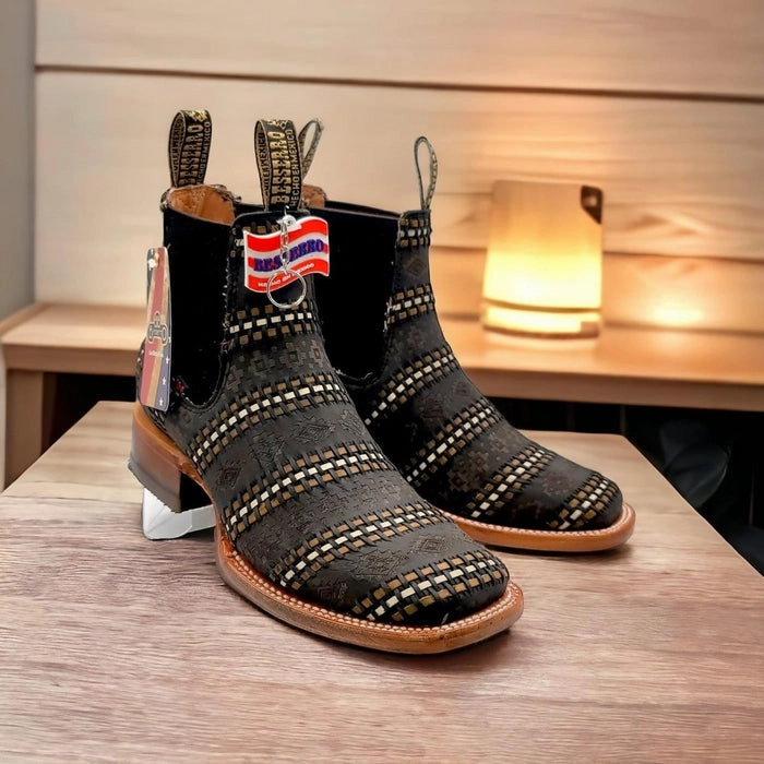 El Besserro Men's Petatillo Leather Square Toe Ankle Boots Dark Brown Cheros Boots