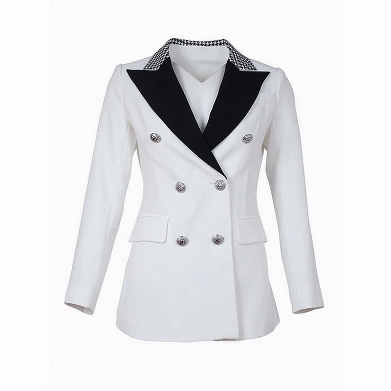 Elegant Black and White Double Breasted Women Tuxedo Blazer Jackets Horse Show Riding Jackets
