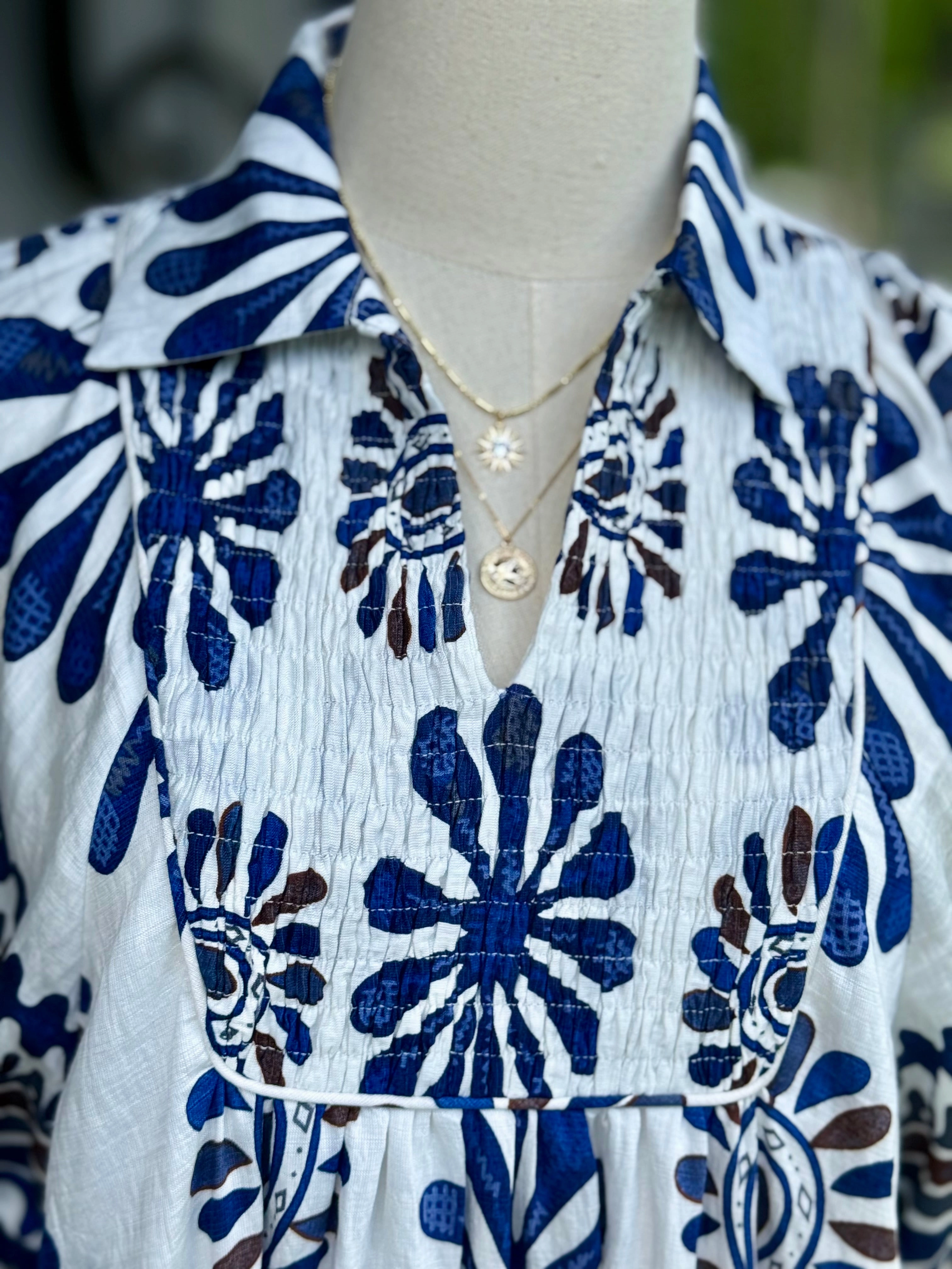 Flared Midi Dress With Sleeves Vanna Smocked Boho Maxi Dress