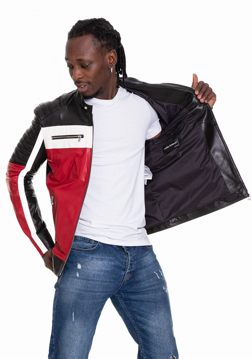 The Martos Black & Red Leather Men Jacket Childrens Horse Riding Jackets
