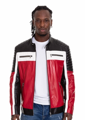 All In Motion Jackets The Martos Black & Red Leather Men Jacket