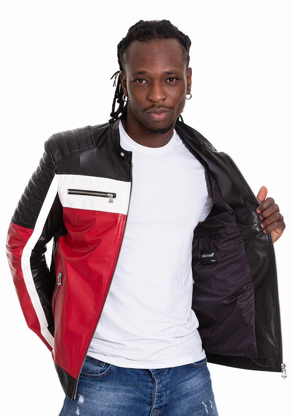 The Martos Black & Red Leather Men Jacket Ice Jackets For Sale