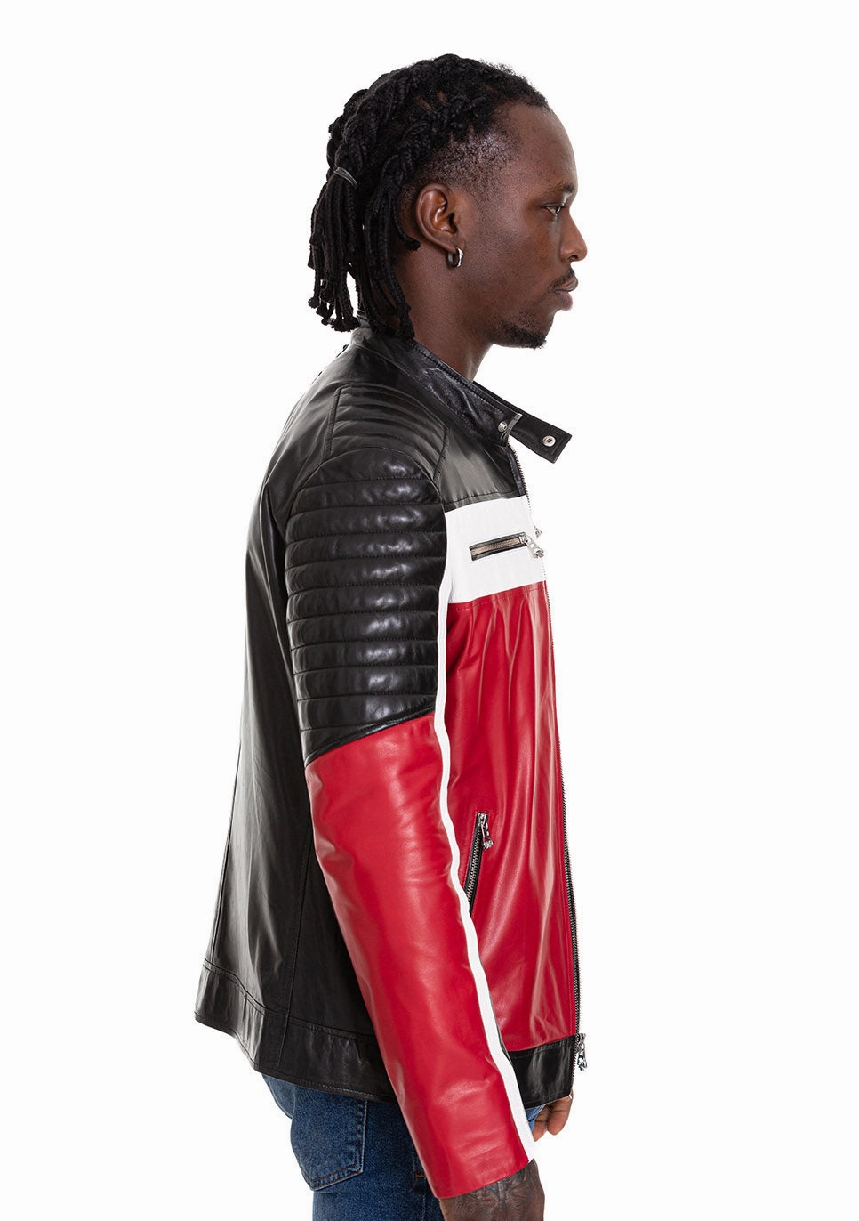 Mets Jackets The Martos Black & Red Leather Men Jacket