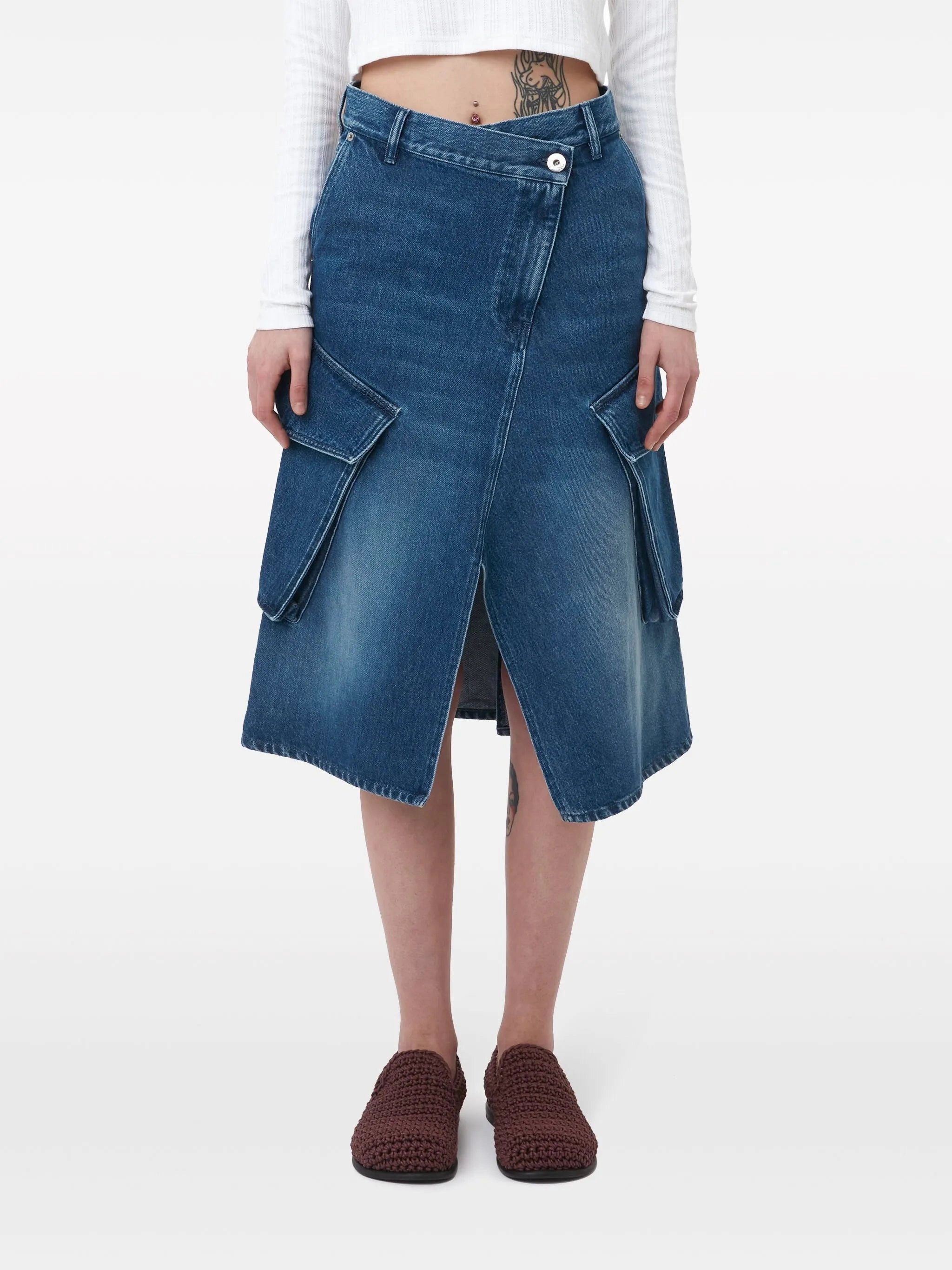 Anna October Tulip Dress cargo denim midi skirt