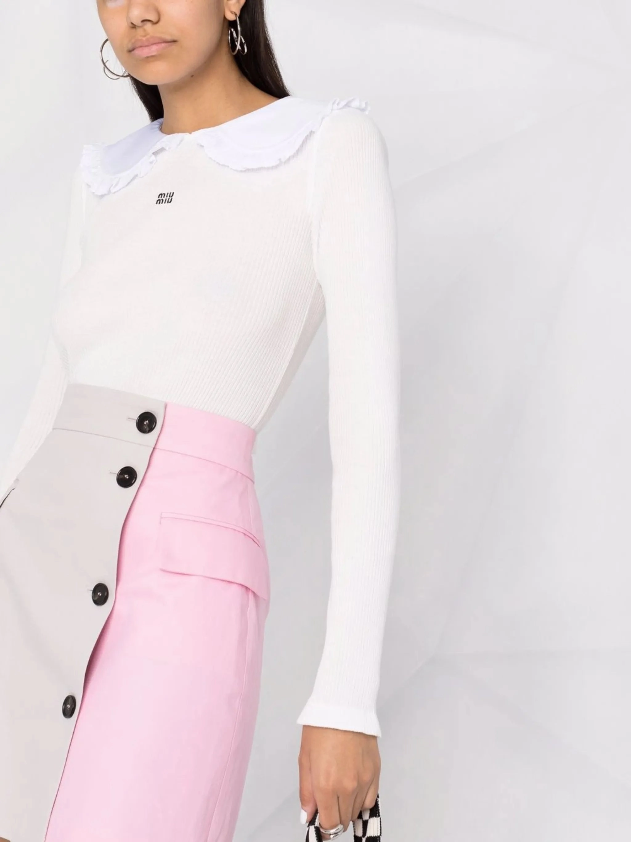 cropped ruffle-collar top Ifm Knitwear