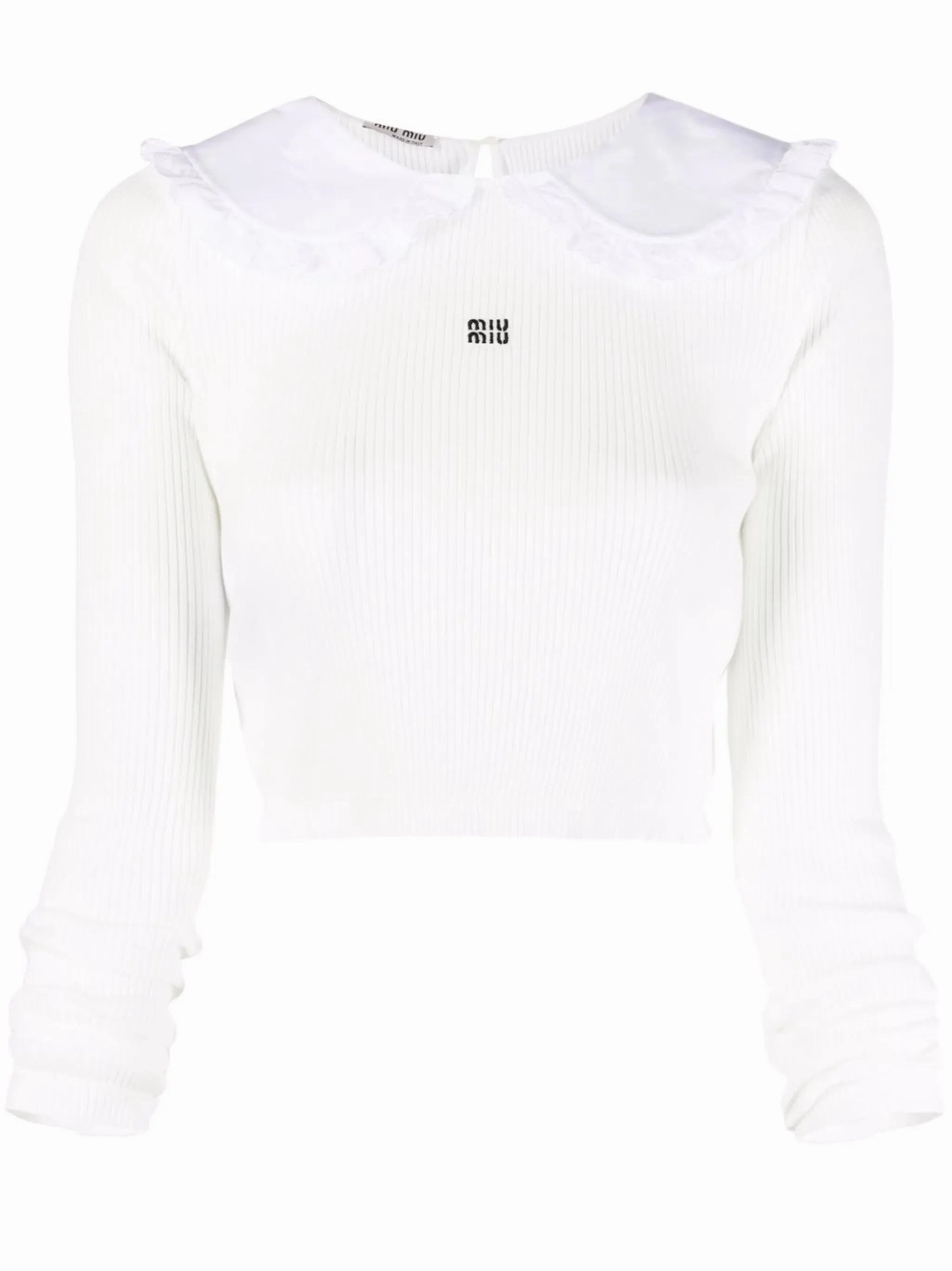 Look Knitwear cropped ruffle-collar top