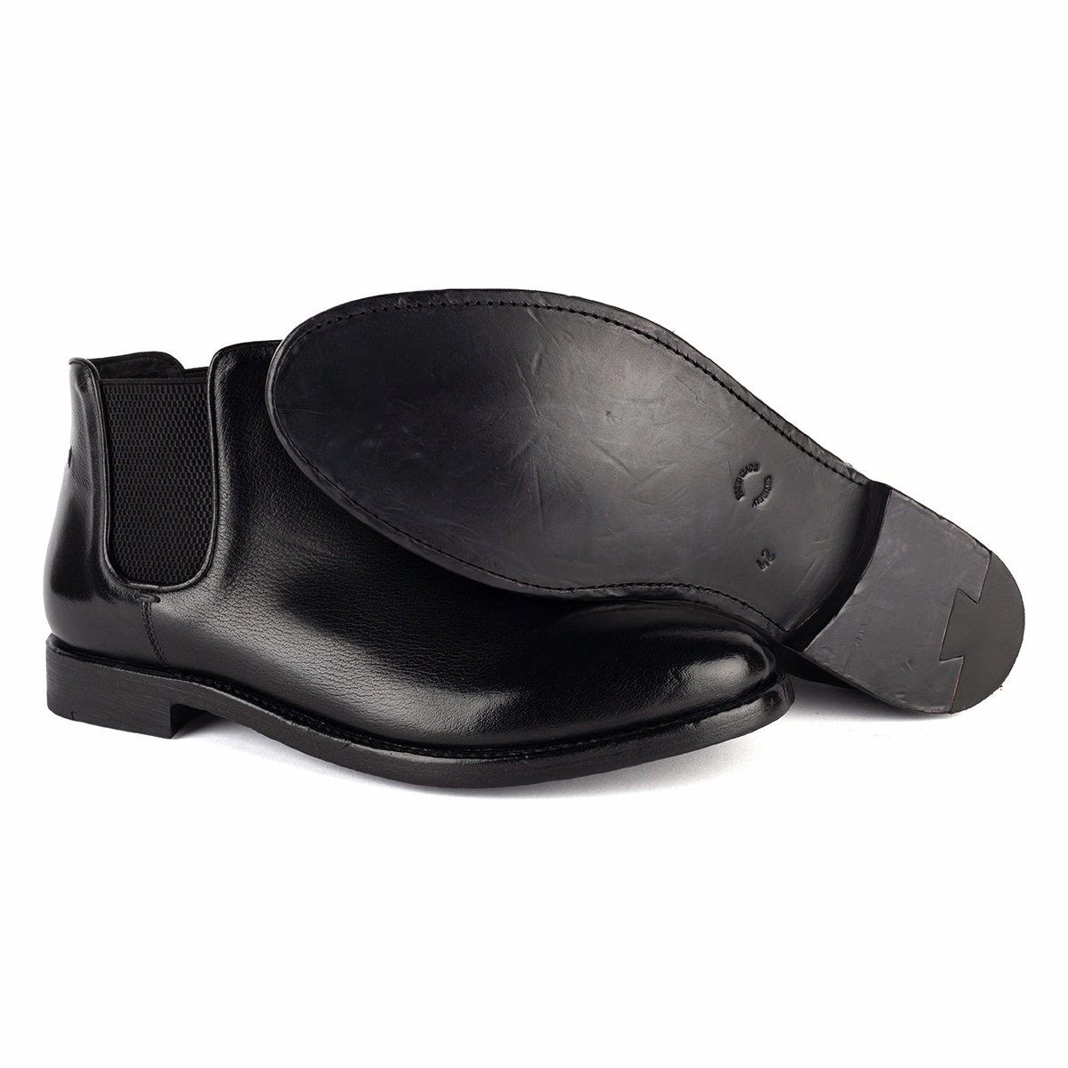 ELIAS 628 <br>Black chelsea boot Short Chunky Chelsea Boots