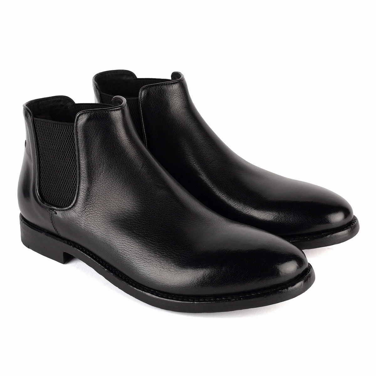 ELIAS 628 <br>Black chelsea boot Horse Power Distressed Chelsea Boots - Square Toe