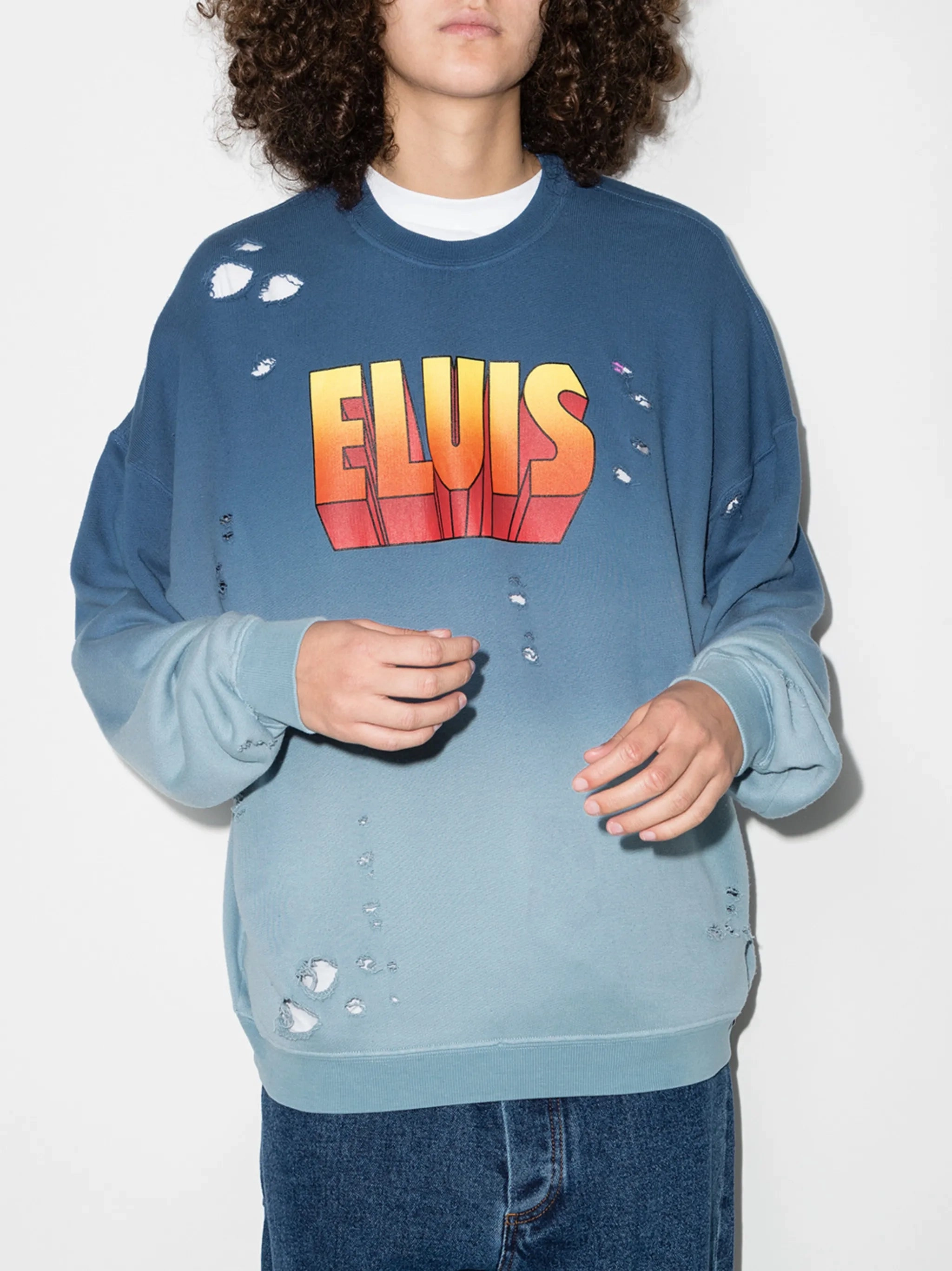 Discount Sweatshirts Online Elvis-print distressed-effect sweatshirt