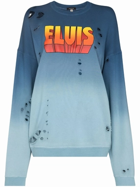 Cool Custom Sweatshirts Elvis-print distressed-effect sweatshirt