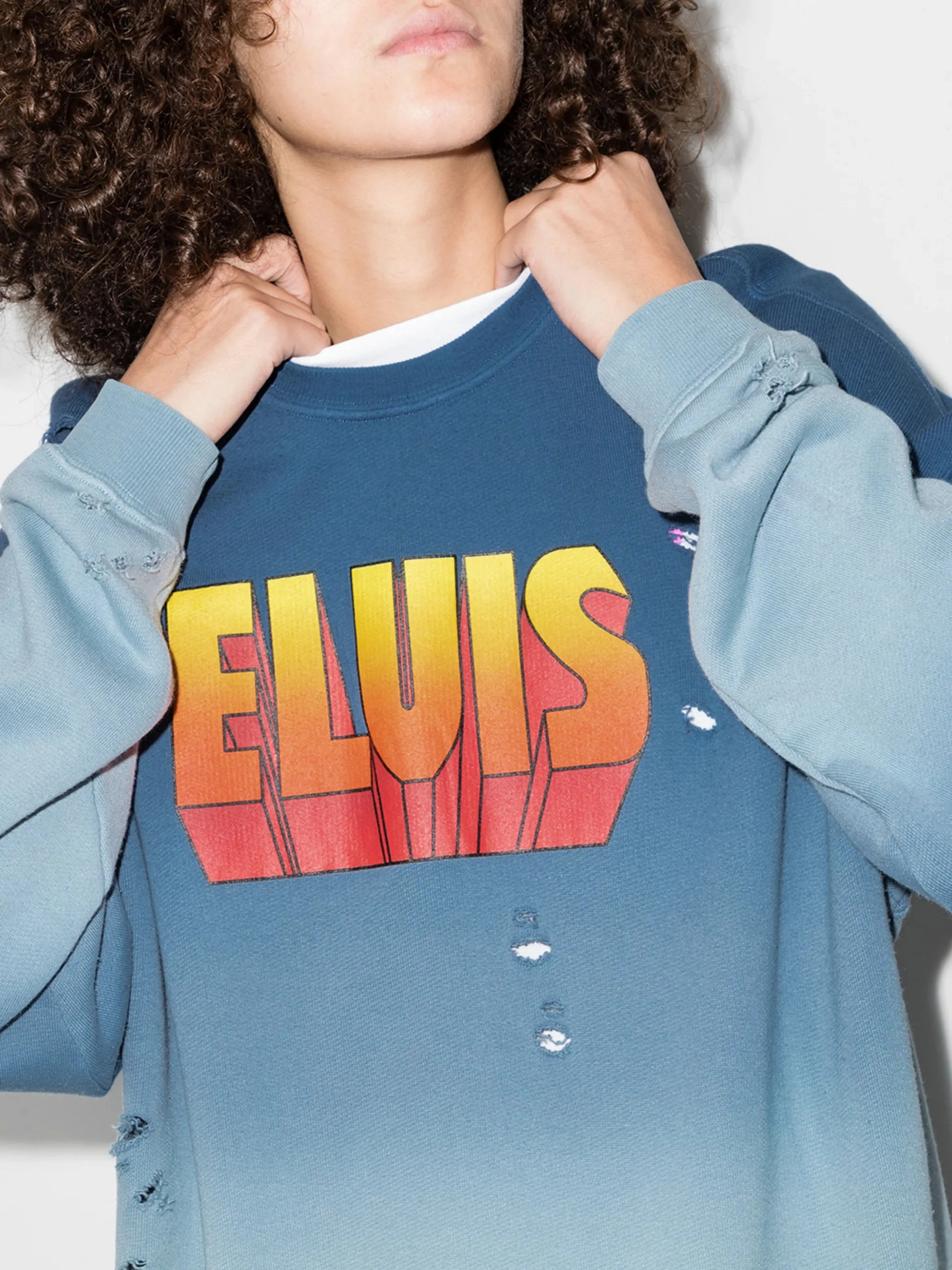Elvis-print distressed-effect sweatshirt Waterproof Sweatshirts
