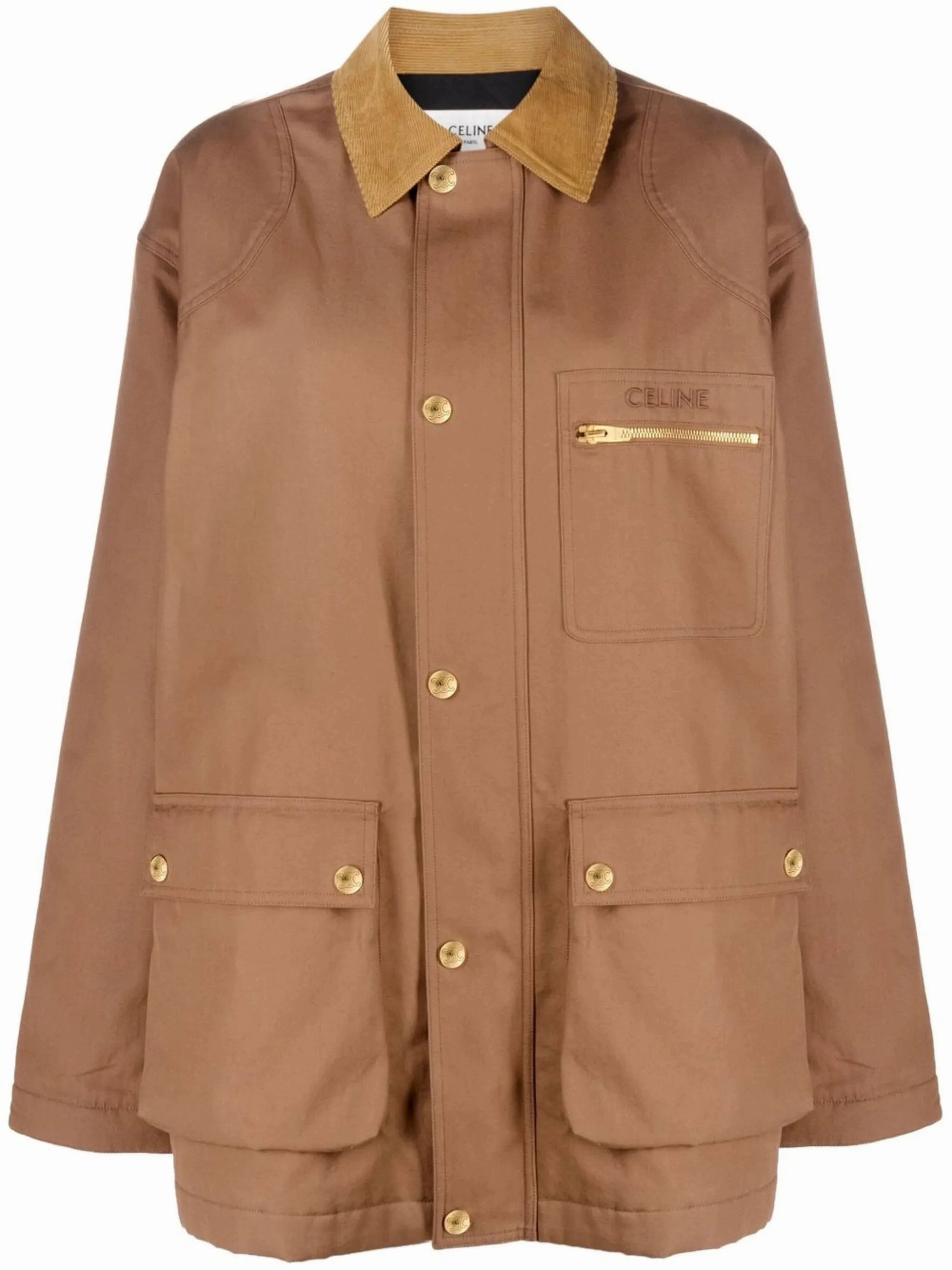 Rivet Leather Coats embroidered-logo coat